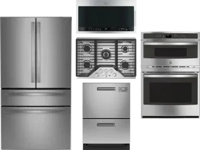 5 Piece Package Includes Refrigerator, Cooktop, Wall Oven, Microwave And Dishwasher